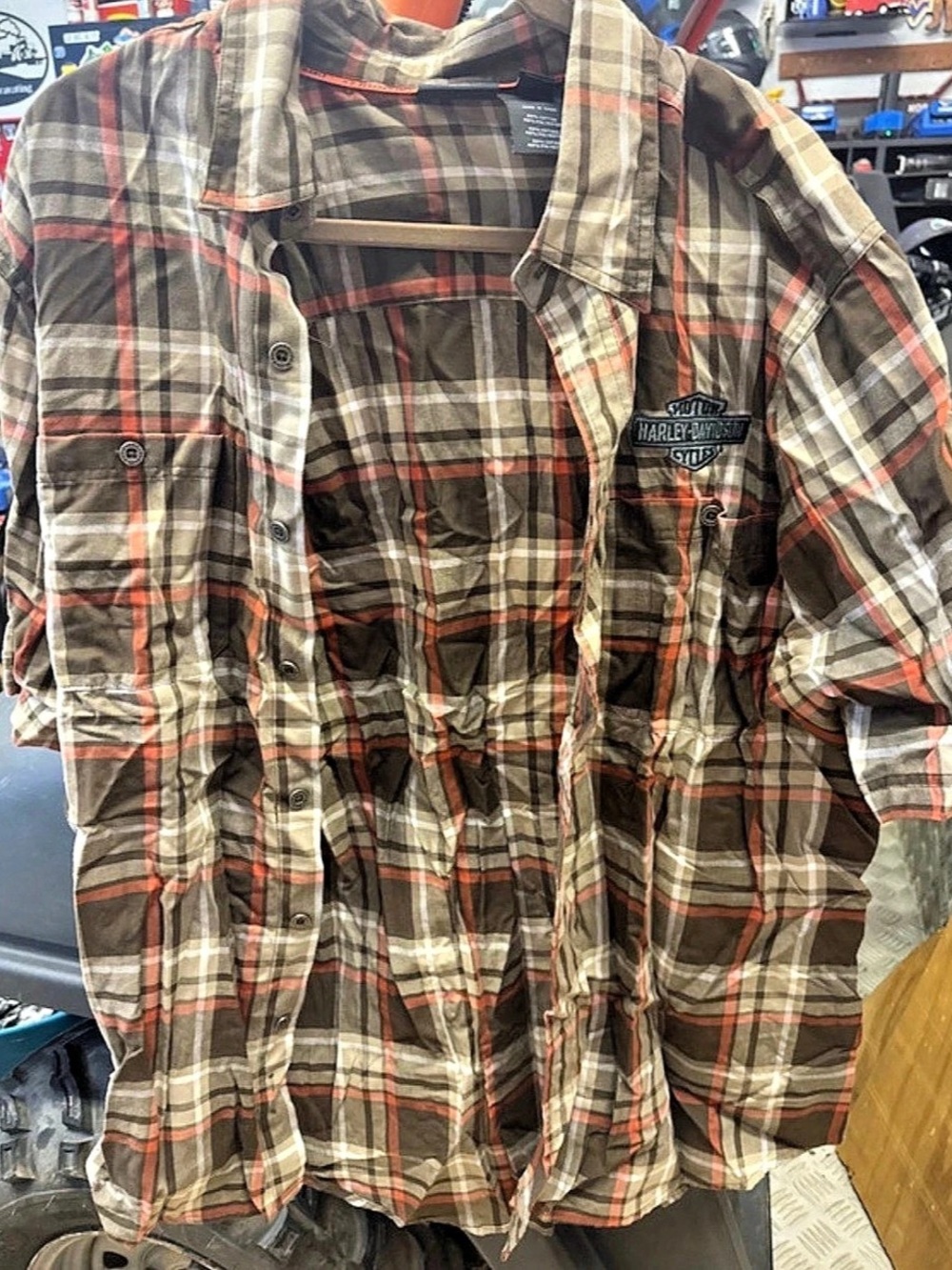 Harley-Davidson Plaid Cotton Casual Button Down Size XL